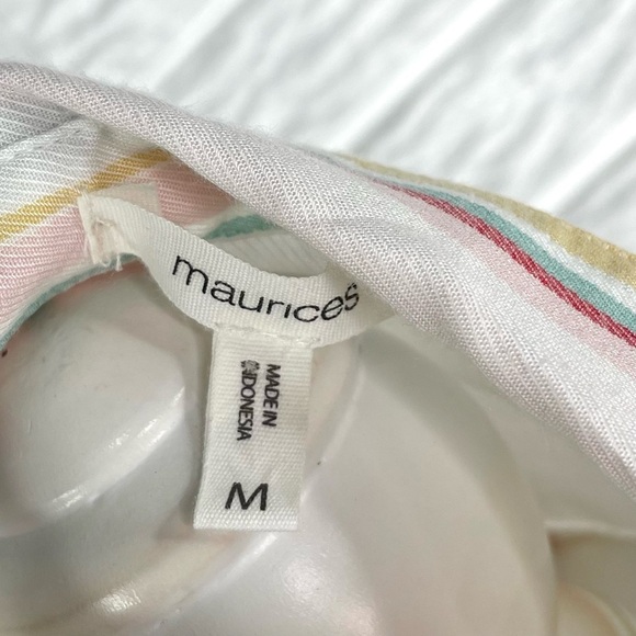 Maurices Multicolored Striped Cold Shoulder Button Up Shirt Size Medium w/ Lace - Picture 10 of 10